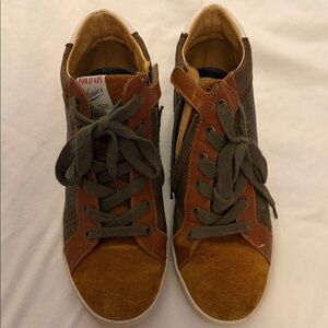 Pom D'Api Kids Brown & Olive Green Zip Up Boots, size 36, Barely Worn